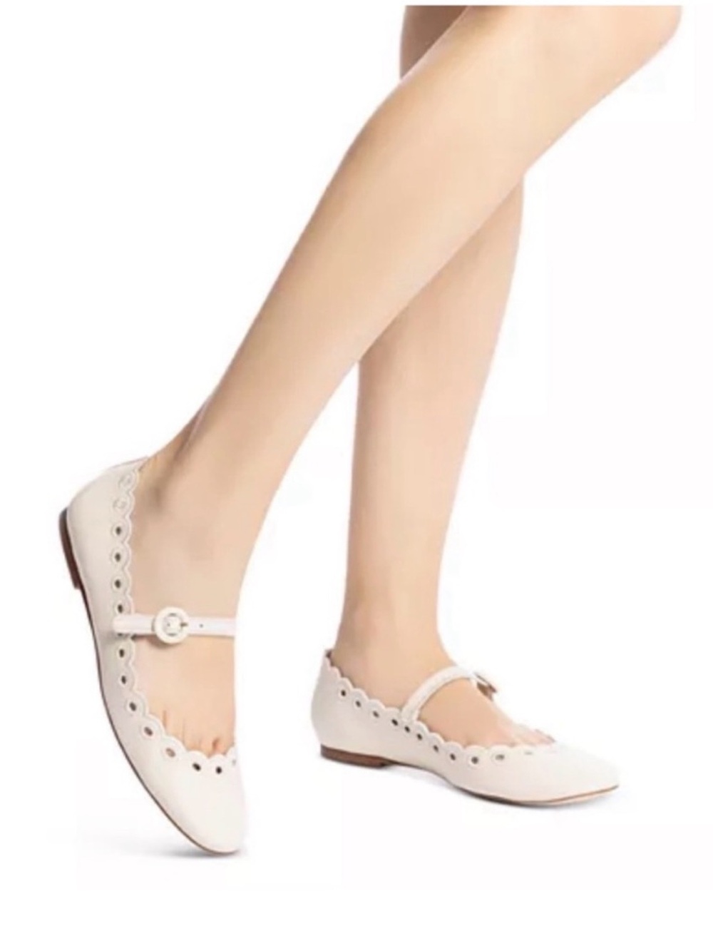 Women's Blair Broderie Mary Jane Ballet Flats, Cream size 11